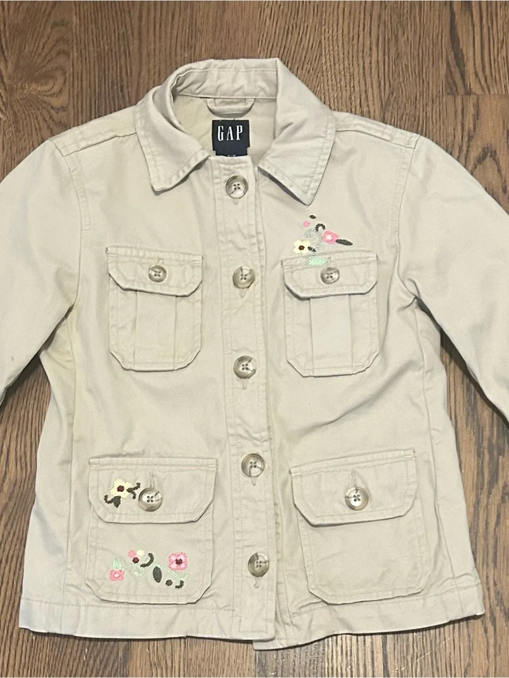 GAP Girls Cream Embroidered flowers Pea Coat 249